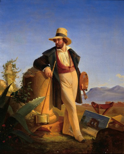 Ehemann Wilhelm Hensel vor italienischer Landschaft. August Theodor Kaselowsky, Wilhelm Hensel in der Campagna, 1841, Stiftung Preußischer Kulturbesitz / Foto: Jörg P. Anders